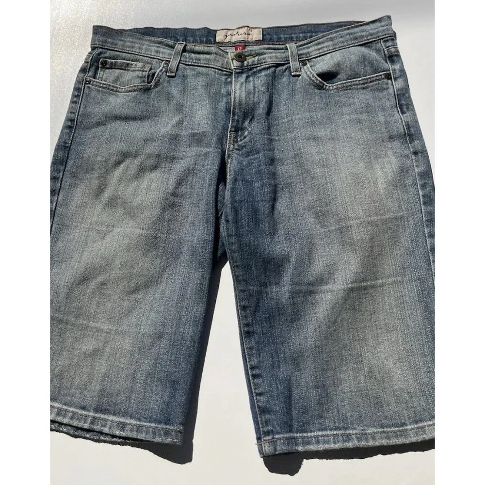 Just USA Blue Distressed Blue Ultra Mid Long Short Jean Shorts Women’s Sz 13